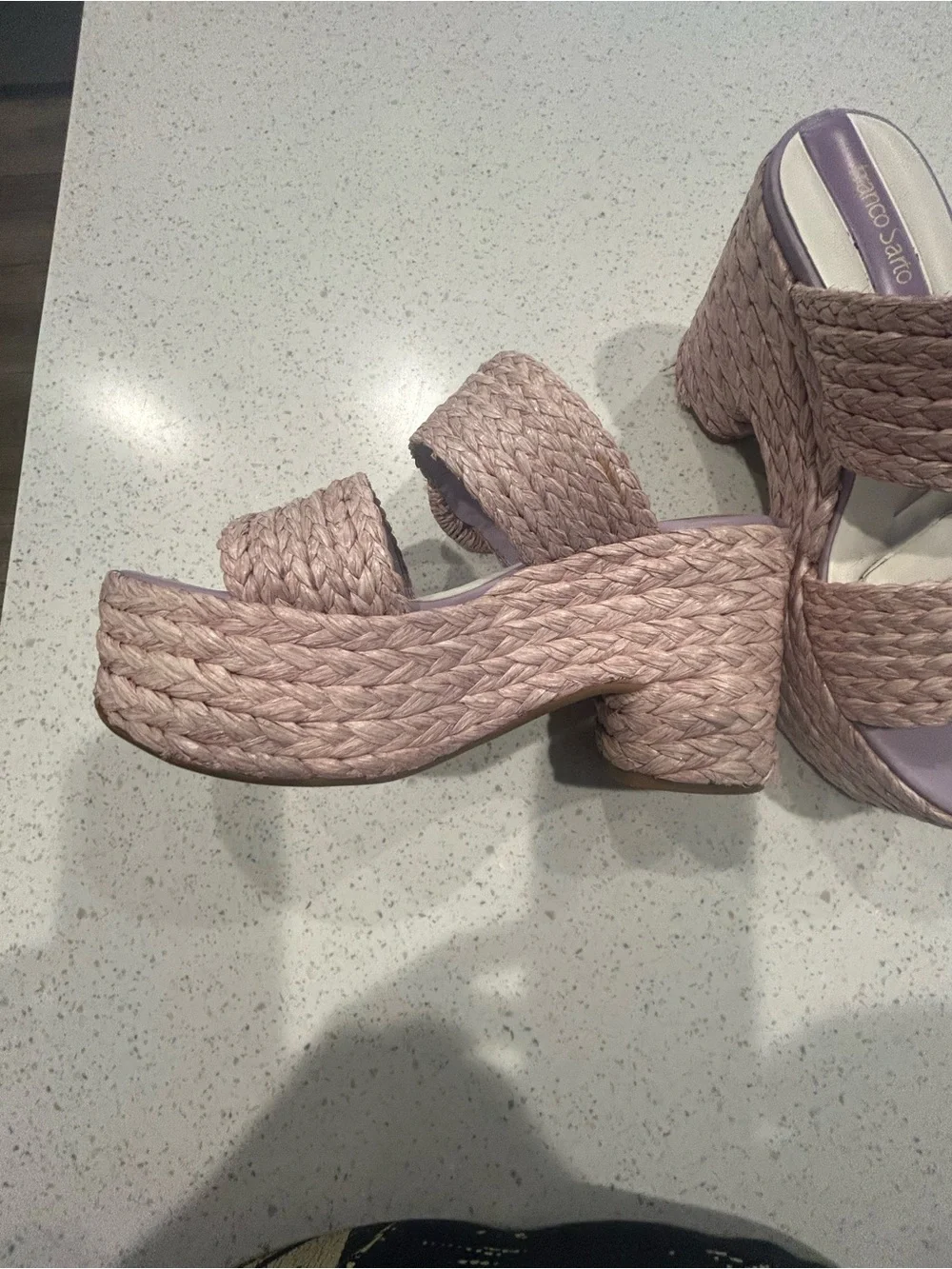 Woven Platform Sandals in Blush Pink - Women's Fashion Heels